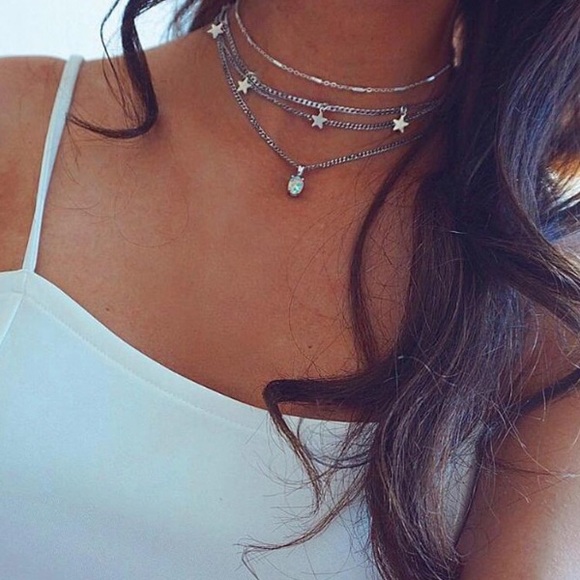 Jewelry - 3/$30 Star Choker Necklace Silver Boho Pendant
